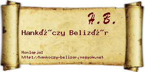 Hankóczy Belizár névjegykártya